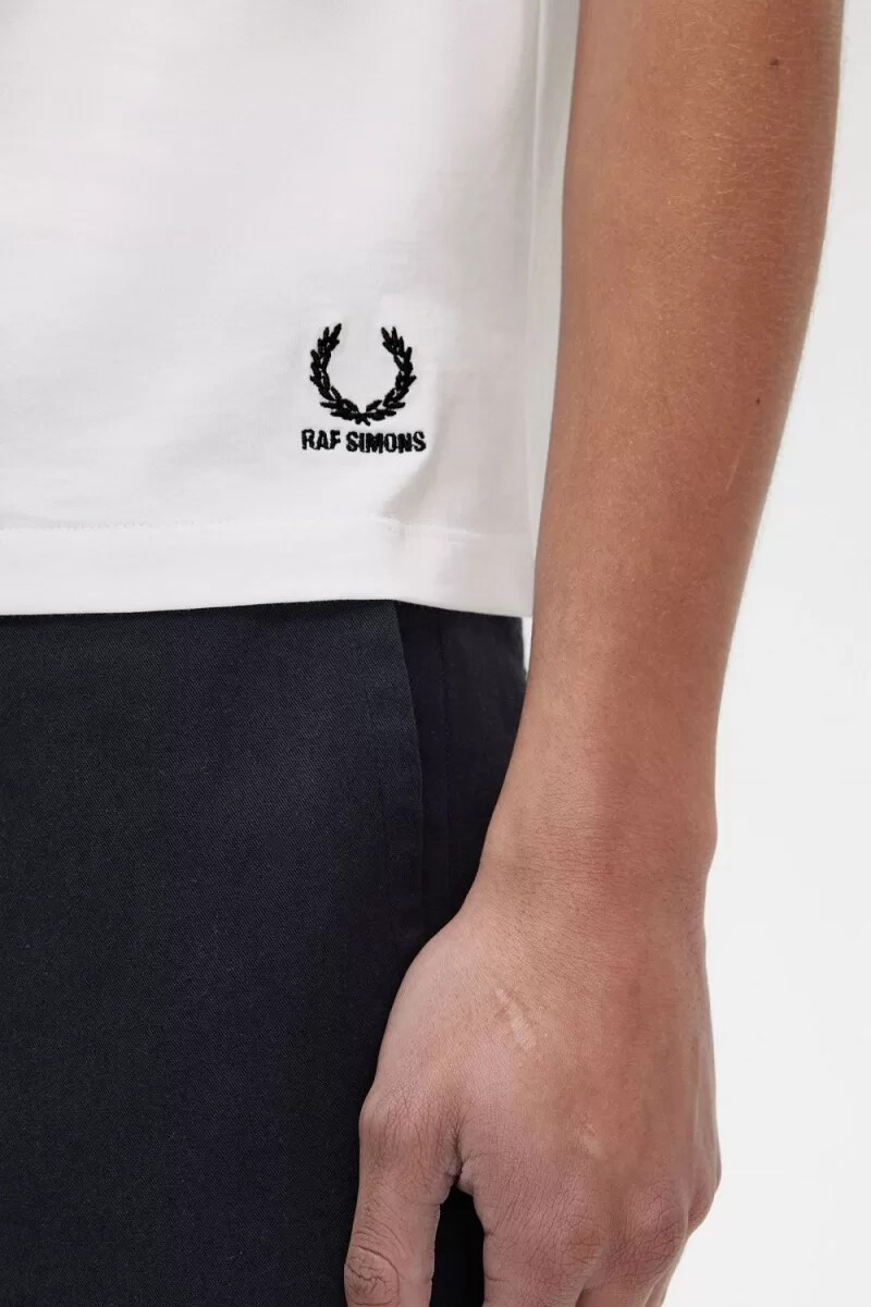 fred perry printed slim-fit mens t-shirt white
