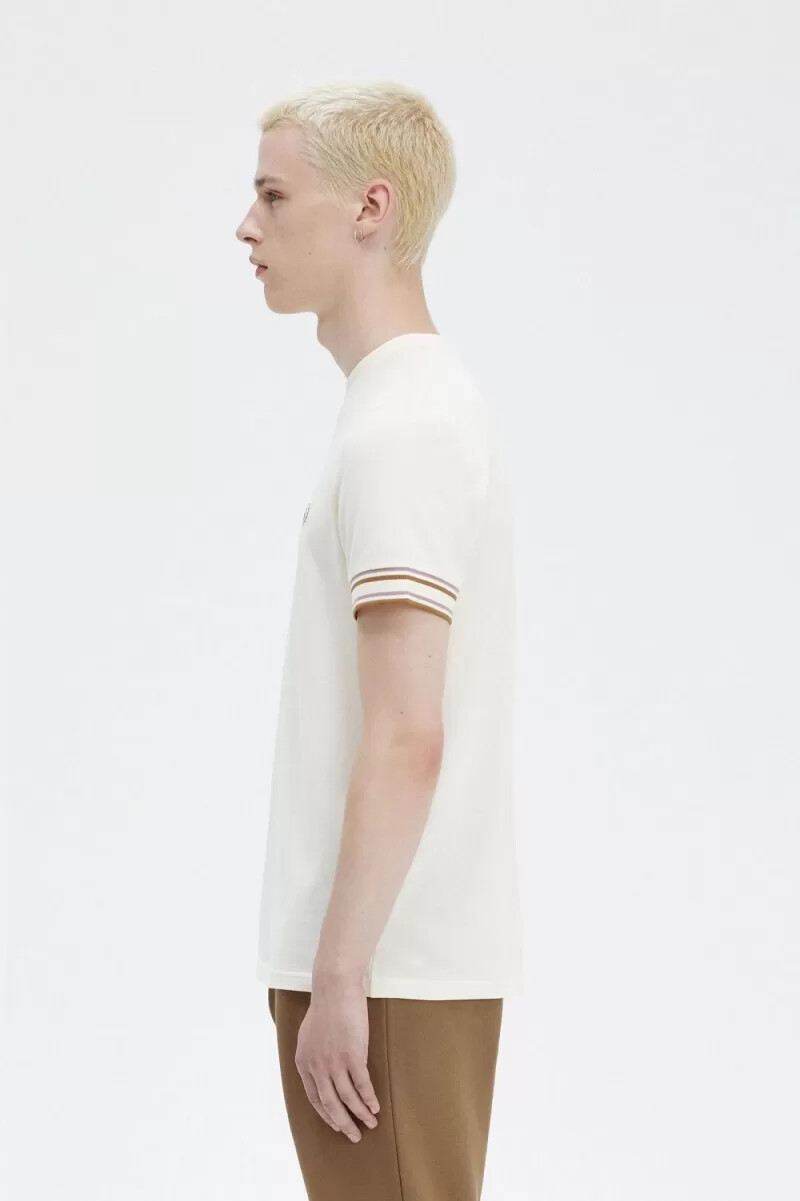 fred perry bold tipped piqué mens t-shirt beige