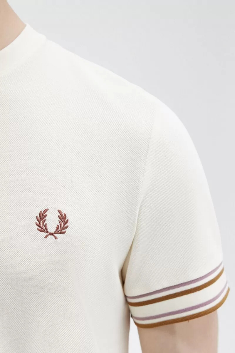 fred perry bold tipped piqué mens t-shirt beige