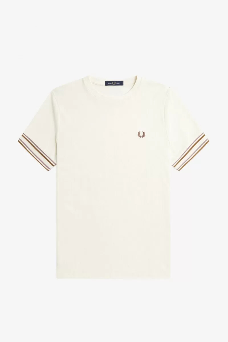 fred perry bold tipped piqué mens t-shirt beige
