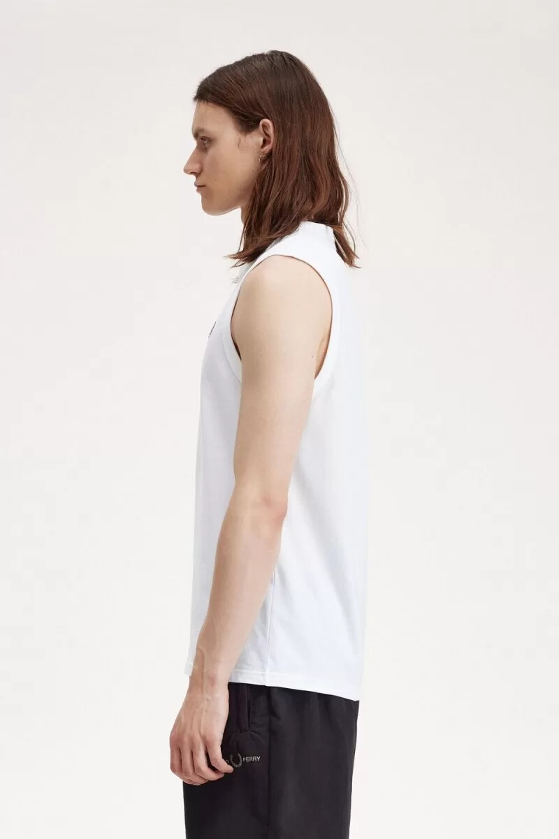 fred perry crew neck vest mens t-shirt white