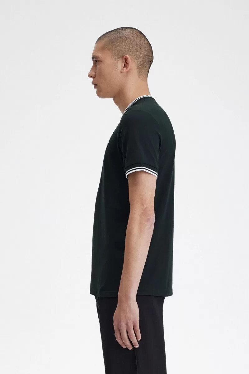 fred perry twin tipped mens t-shirt night green snow white