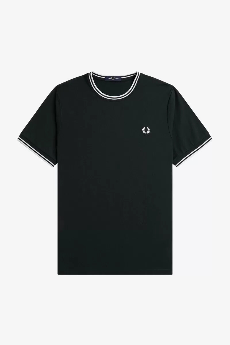 fred perry twin tipped mens t-shirt night green snow white