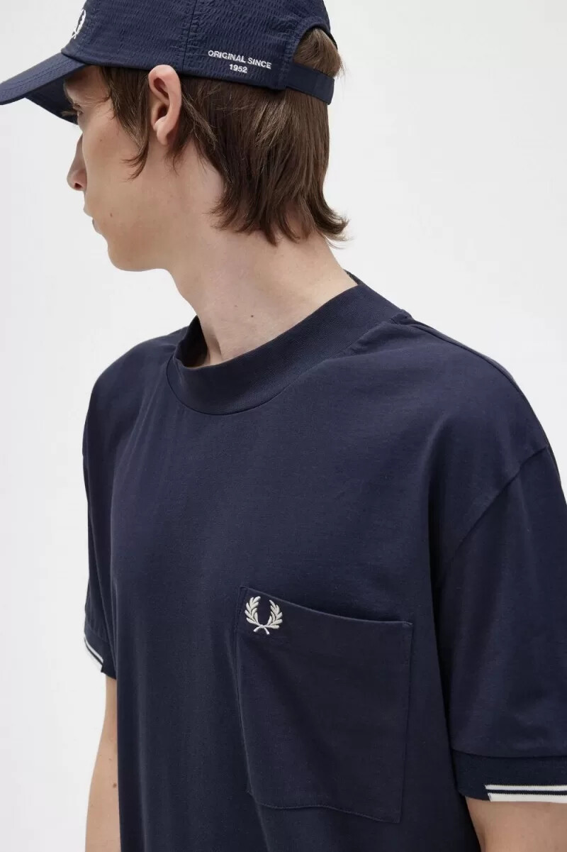 fred perry tipped sleeve mens t-shirt navy