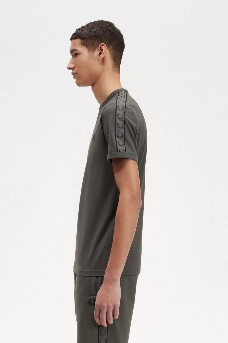 fred perry contrast tape ringer mens t-shirt field green field green