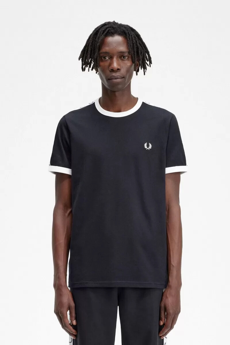 fred perry taped ringer mens t-shirt black