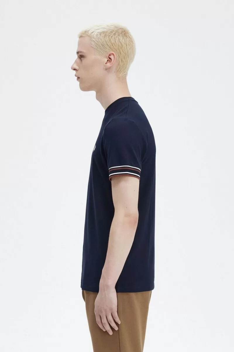 fred perry bold tipped piqué mens t-shirt navy