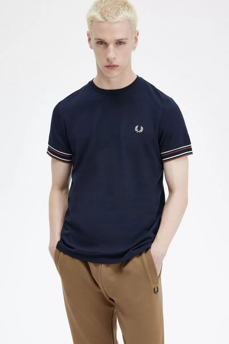 fred perry bold tipped piqué mens t-shirt navy