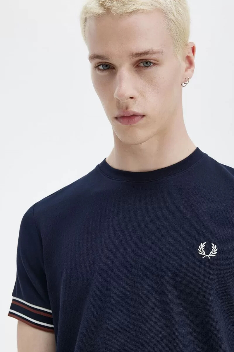 fred perry bold tipped piqué mens t-shirt navy