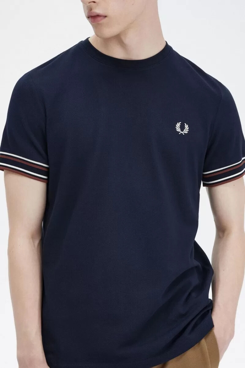 fred perry bold tipped piqué mens t-shirt navy