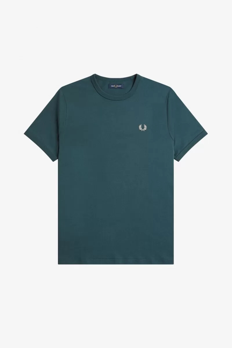 fred perry ringer mens t-shirt petrol blue