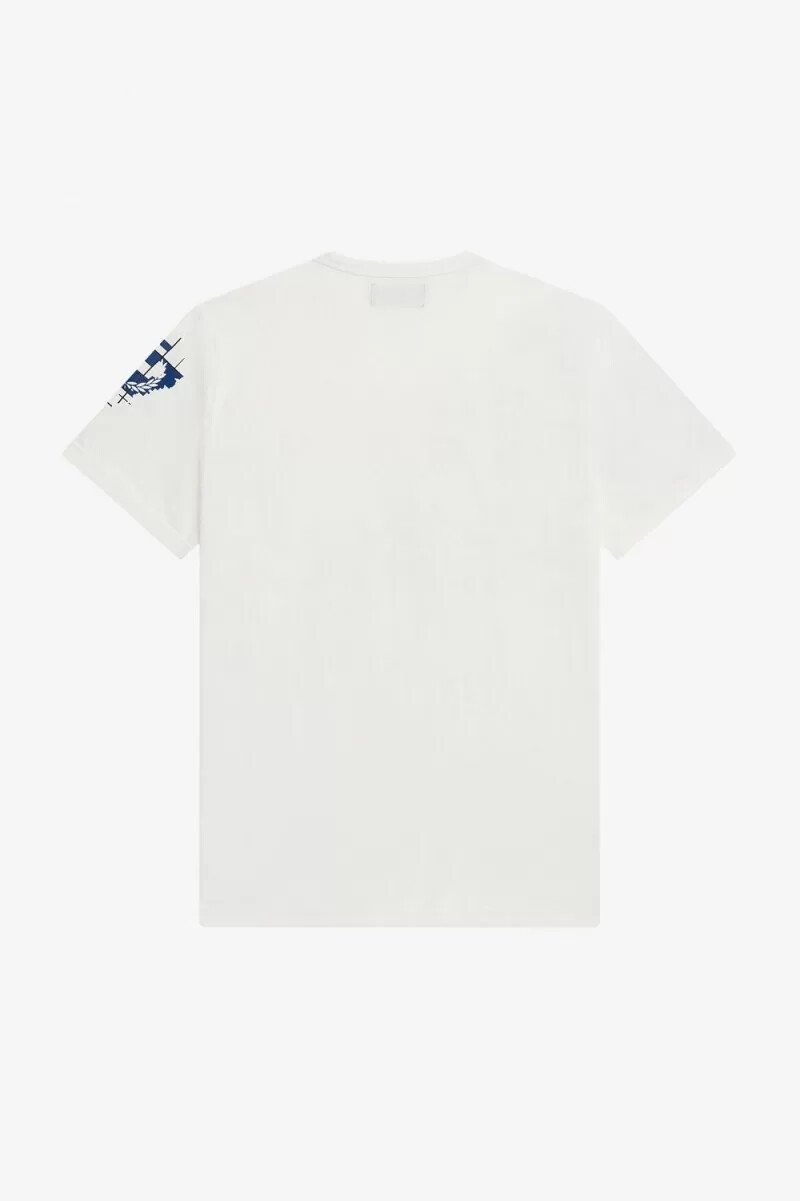 fred perry grid print mens t-shirt snow white