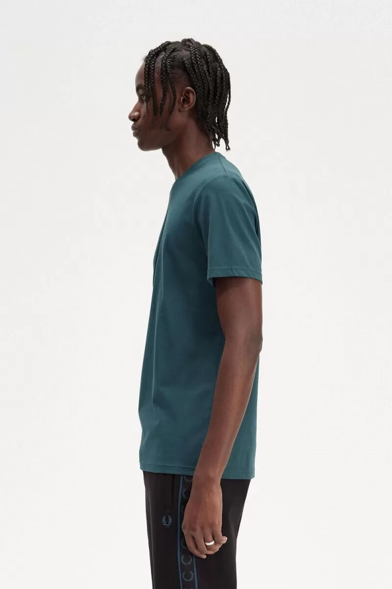 fred perry circle branding mens t-shirt petrol blue