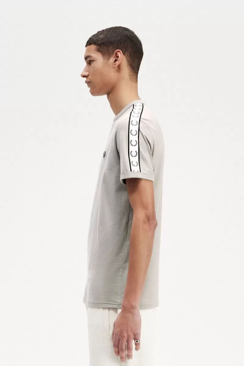 fred perry taped ringer mens t-shirt grey
