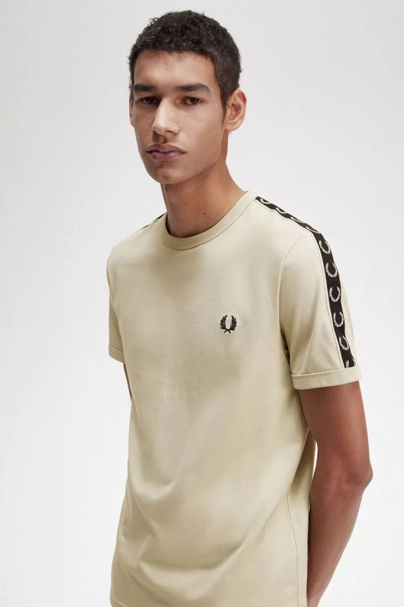 fred perry contrast tape ringer mens t-shirt light mint black