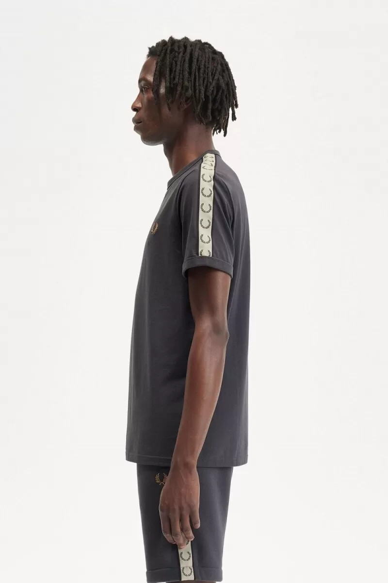 fred perry contrast tape ringer mens t-shirt anchor grey black