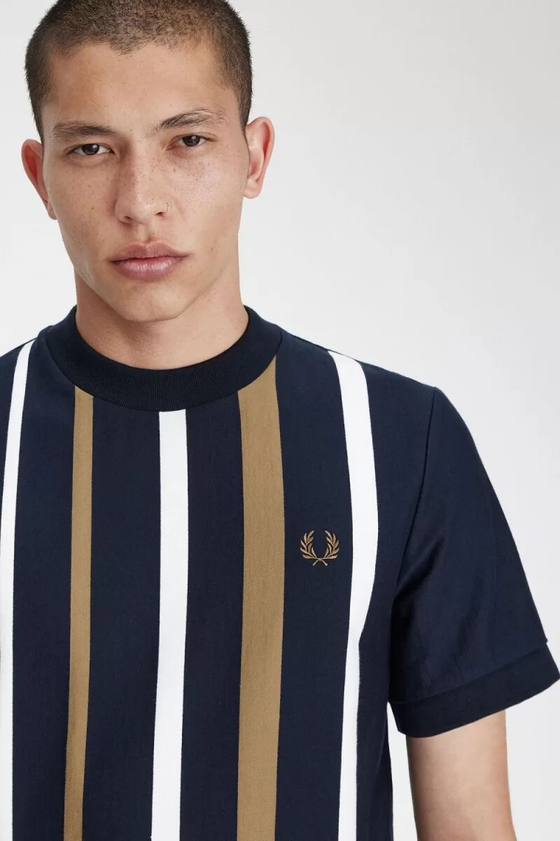 fred perry gradient stripe mens t-shirt navy