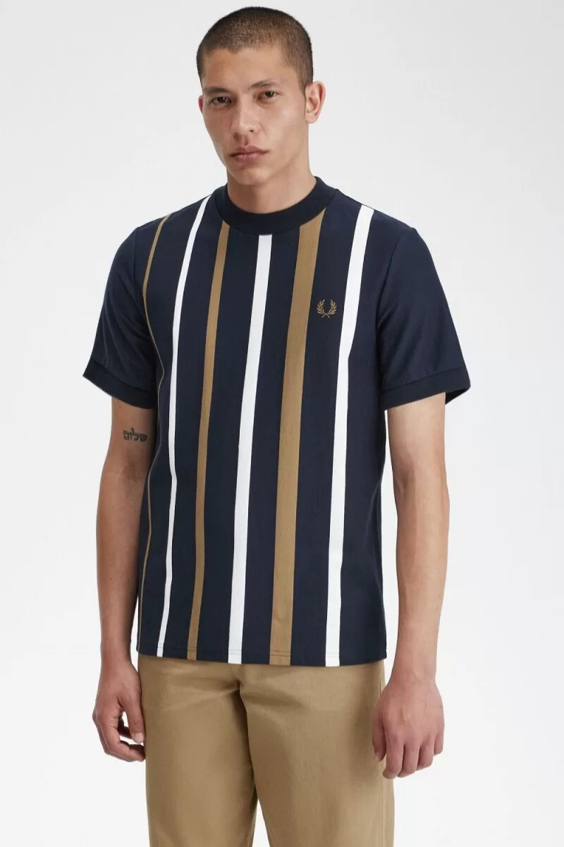 fred perry gradient stripe mens t-shirt navy