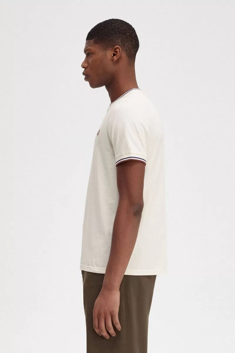fred perry twin tipped mens t-shirt beige whisky brown
