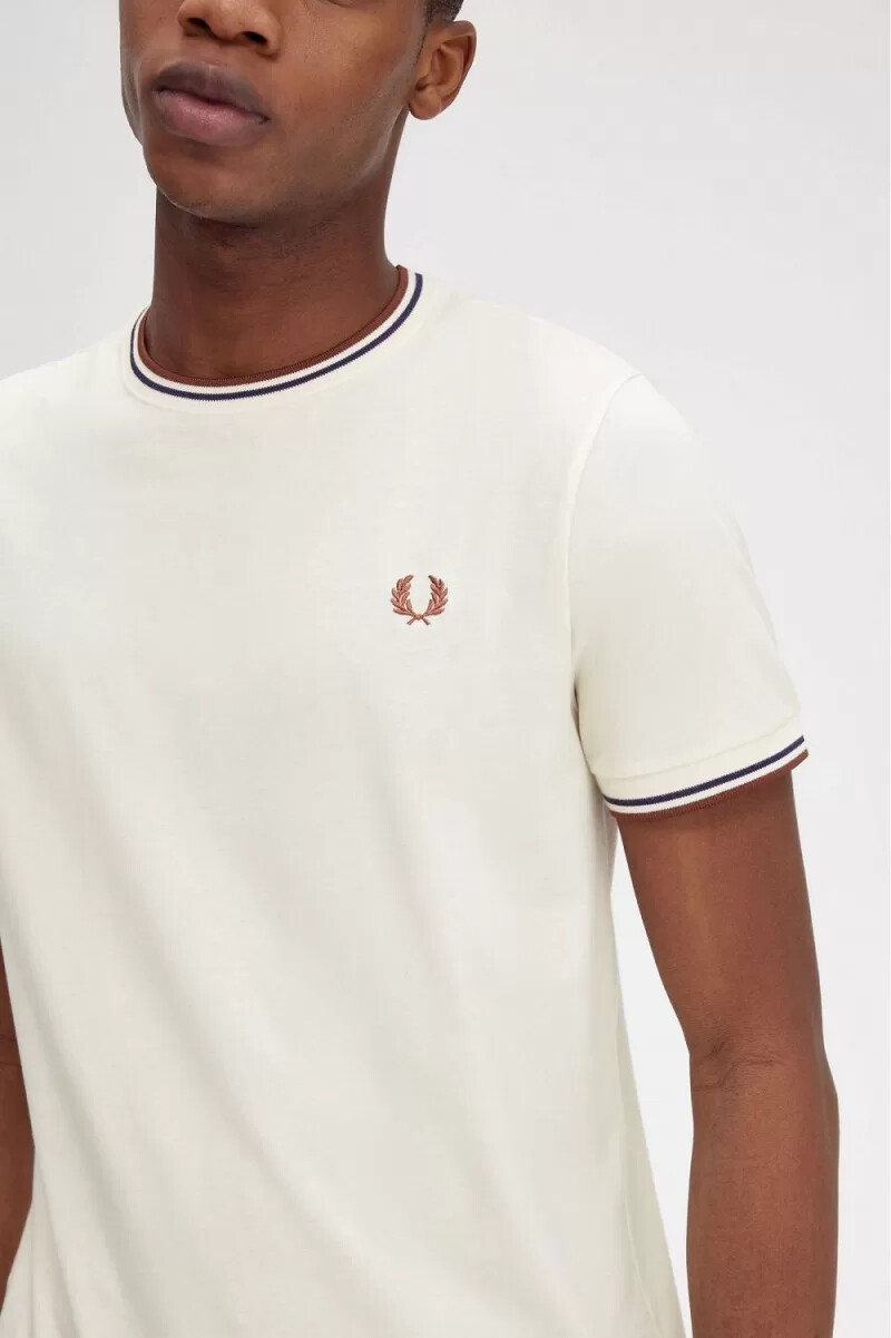 fred perry twin tipped mens t-shirt beige whisky brown
