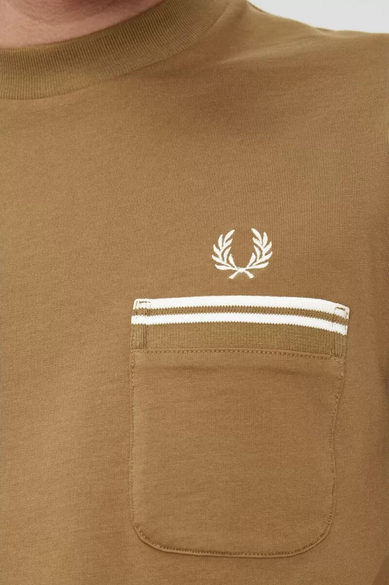 fred perry loopback jersey pocket mens t-shirt brown