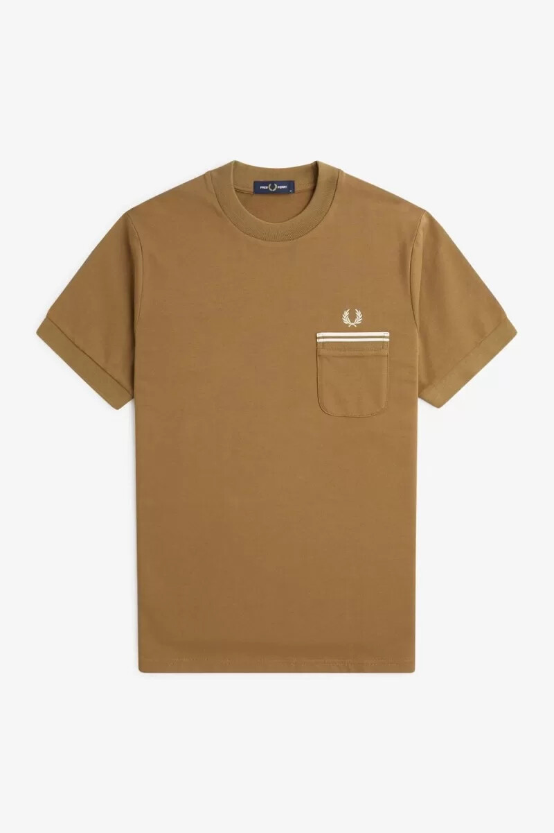 fred perry loopback jersey pocket mens t-shirt brown