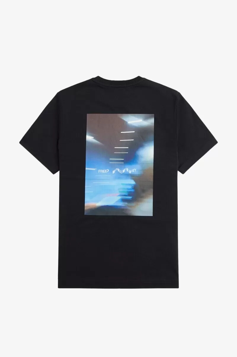 fred perry abstract graphic mens t-shirt black white