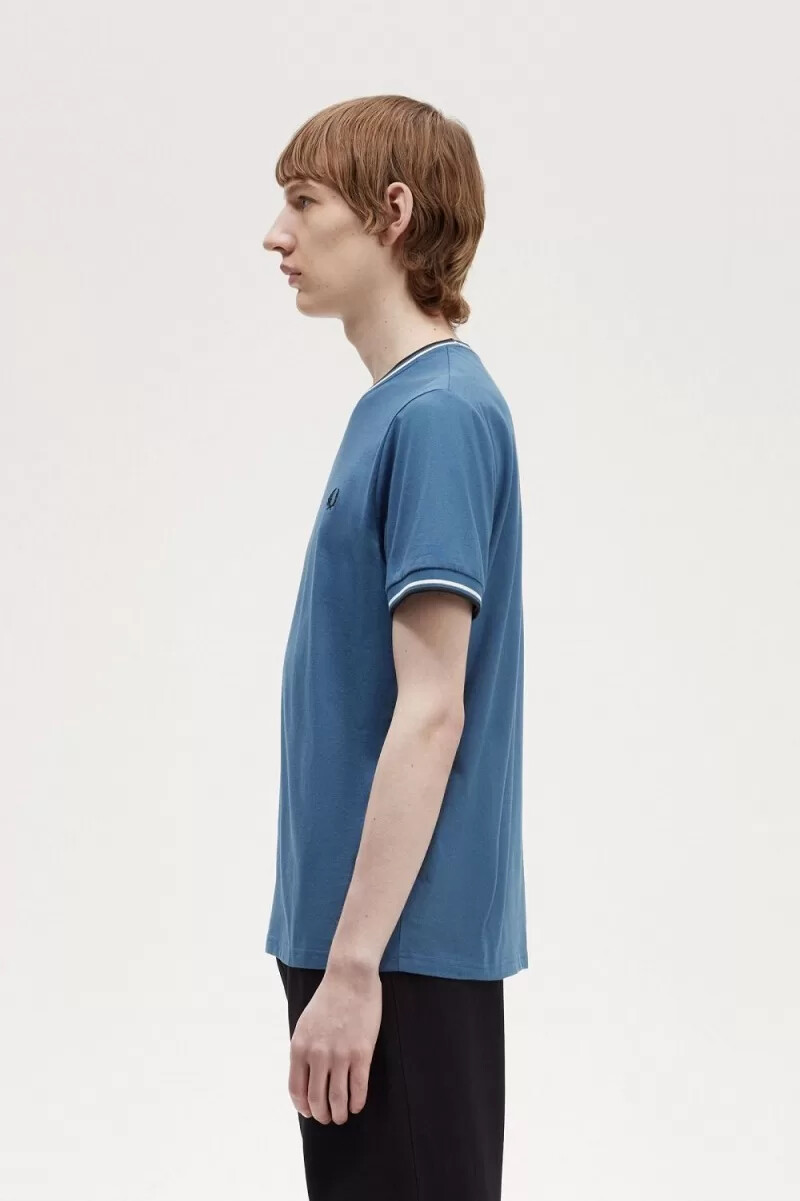 fred perry twin tipped mens t-shirt midnight blue