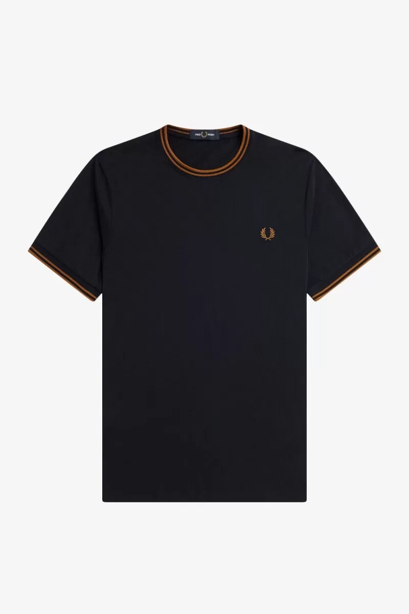 fred perry twin tipped mens t-shirt navy dark coffee