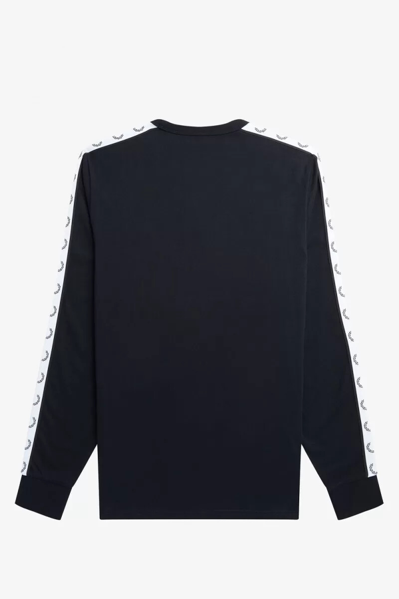 fred perry taped long sleeve mens t-shirt black