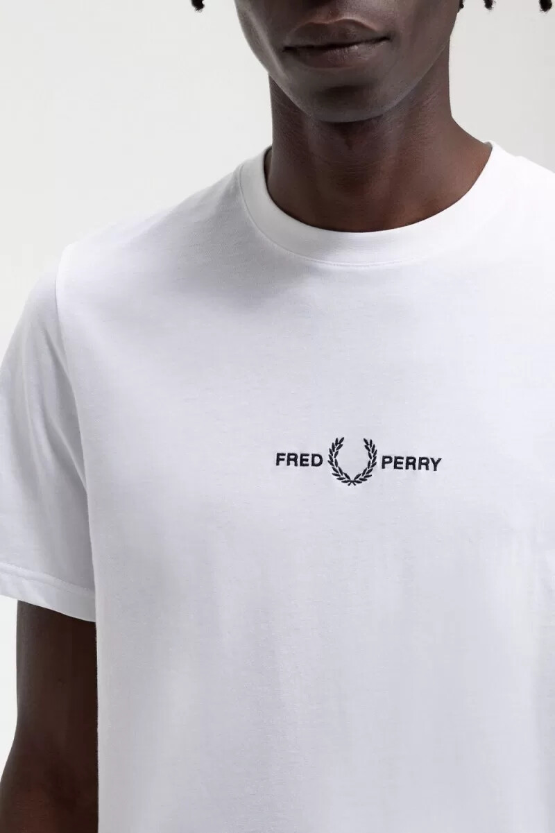 fred perry embroidered mens t-shirt white