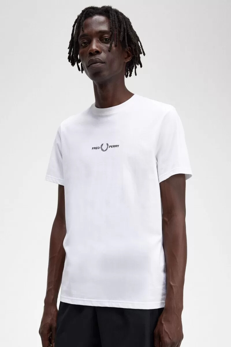 fred perry embroidered mens t-shirt white