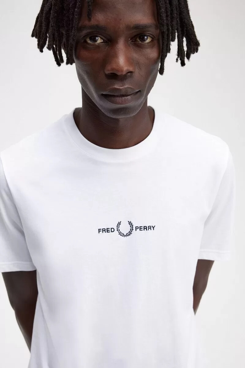 fred perry embroidered mens t-shirt white