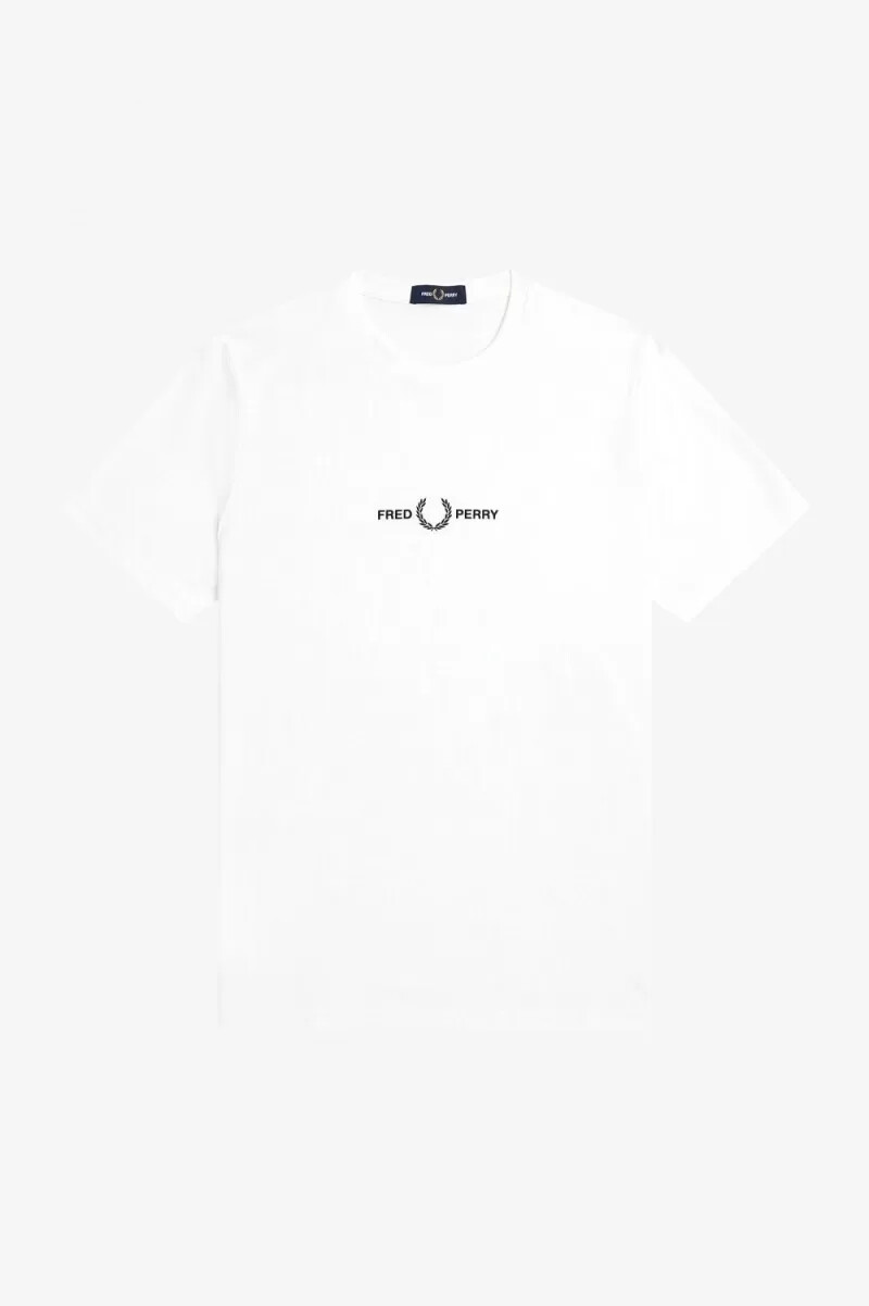 fred perry embroidered mens t-shirt white