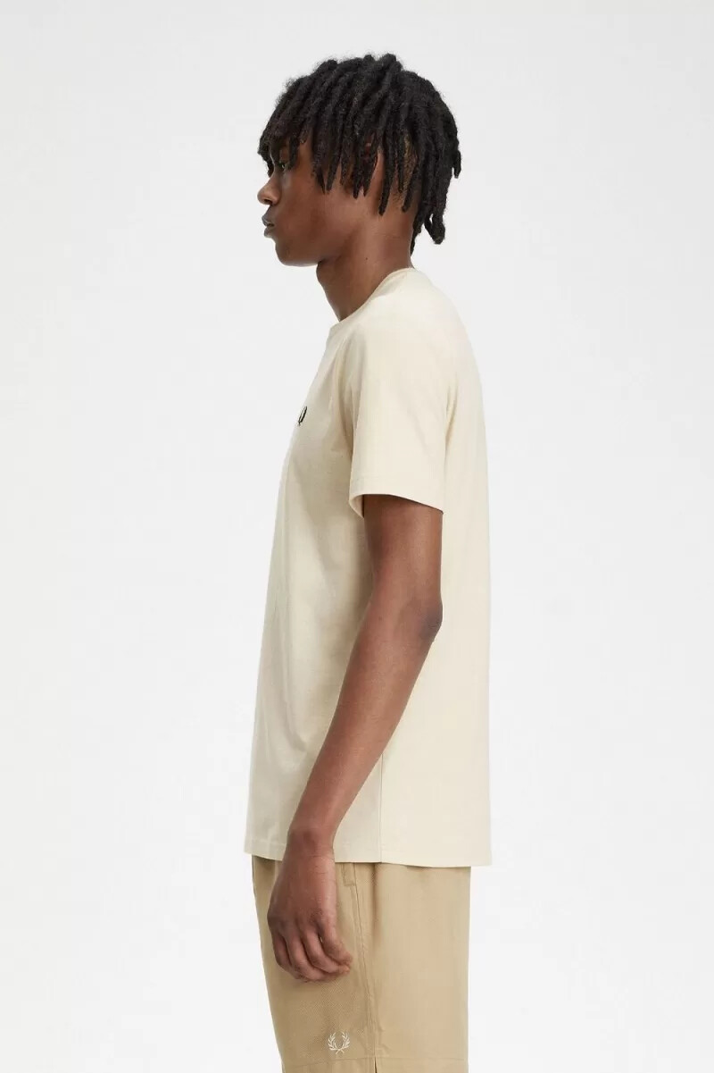 fred perry crew neck mens t-shirt oatmeal black