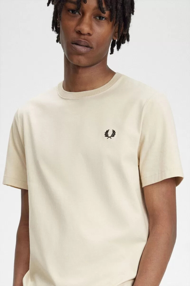 fred perry crew neck mens t-shirt oatmeal black