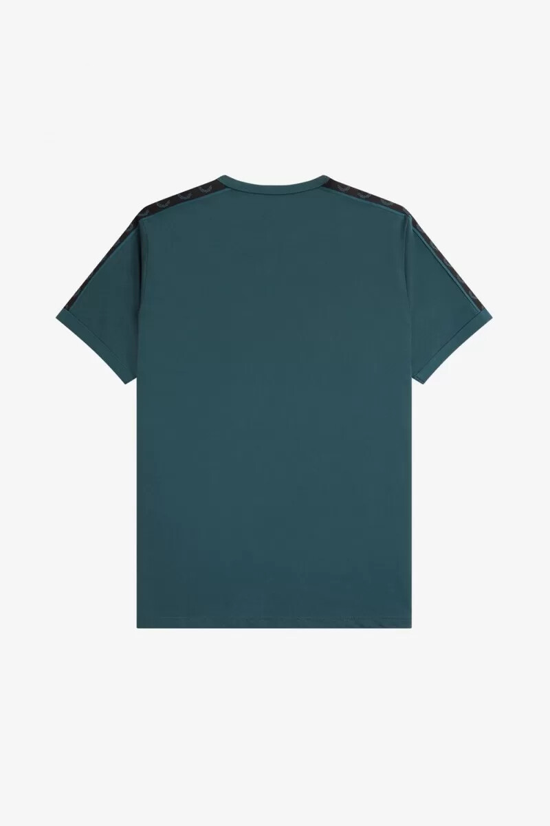 fred perry contrast tape ringer mens t-shirt petrol blue black