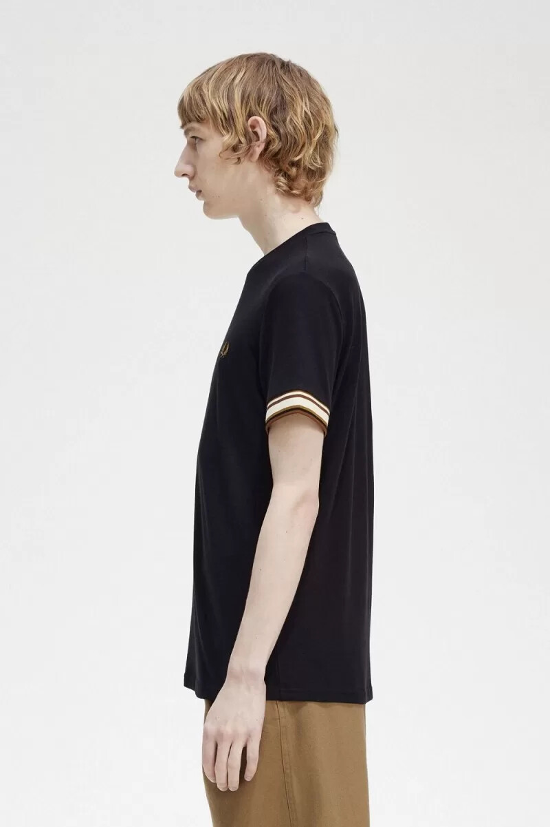 fred perry bold tipped piqué mens t-shirt black