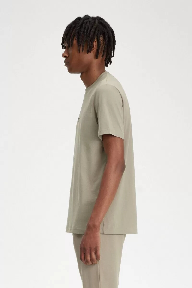 fred perry embroidered mens t-shirt warm grey