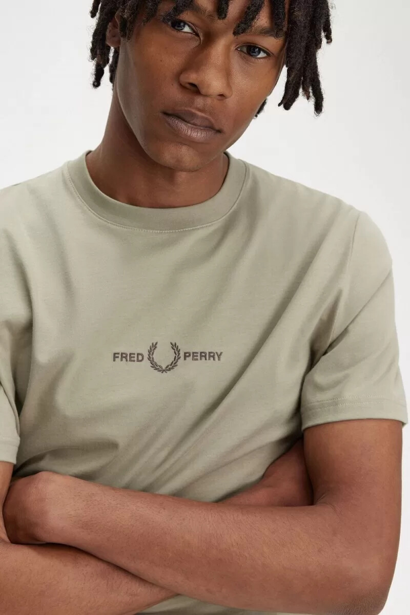 fred perry embroidered mens t-shirt warm grey