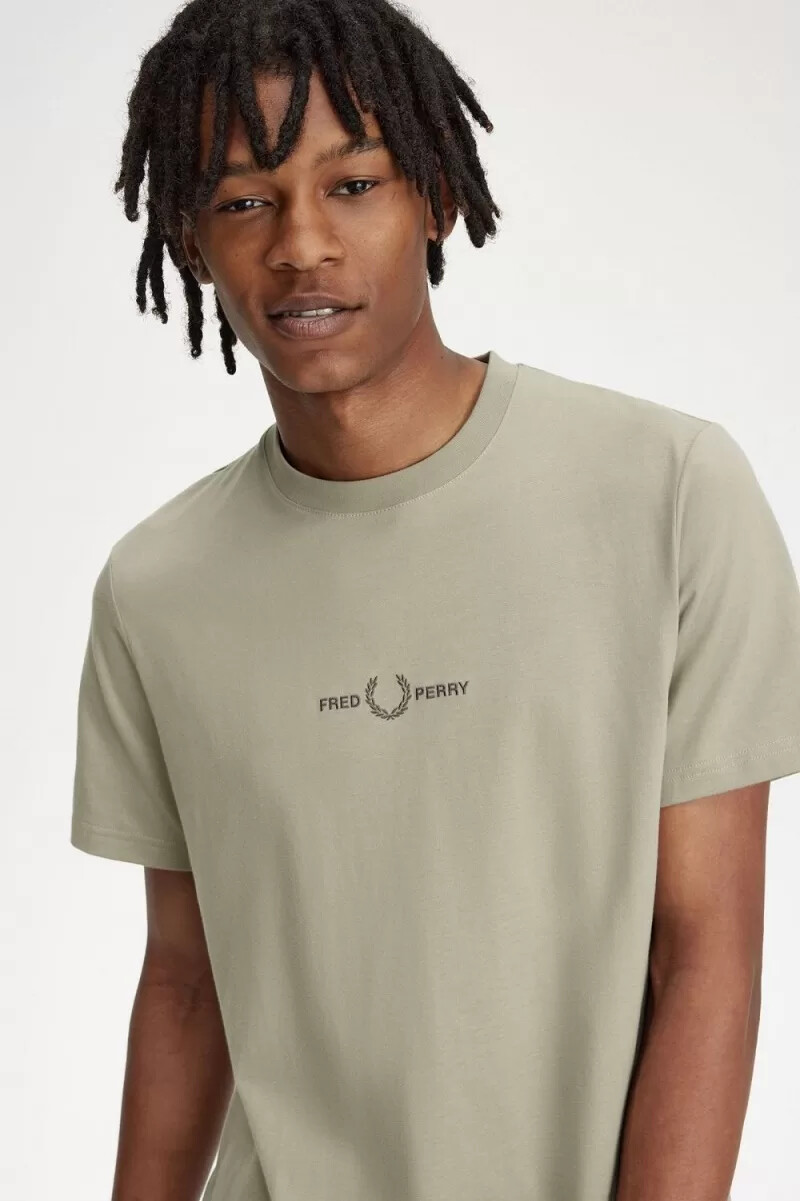 fred perry embroidered mens t-shirt warm grey