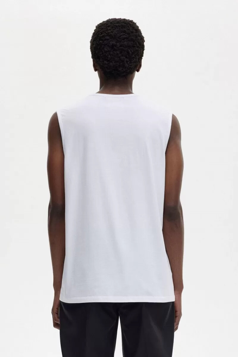 fred perry printed vest mens t-shirt white