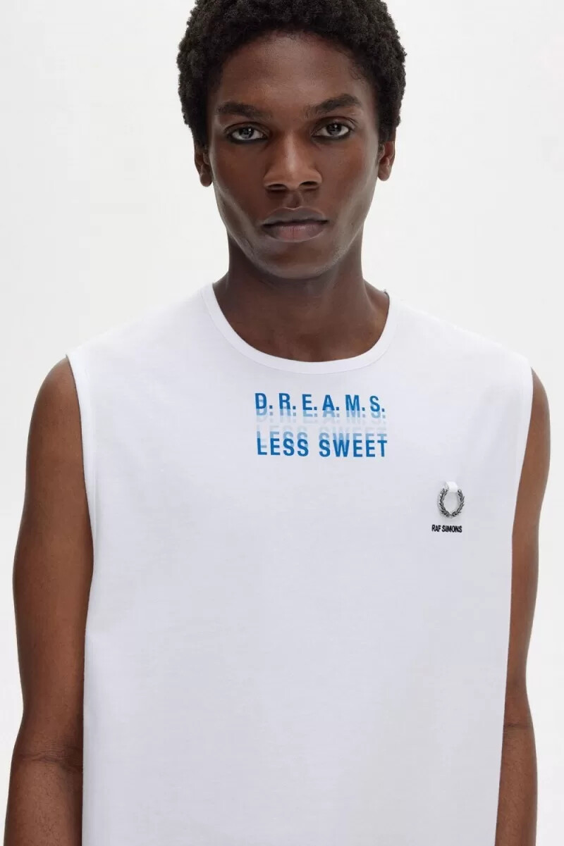 fred perry printed vest mens t-shirt white