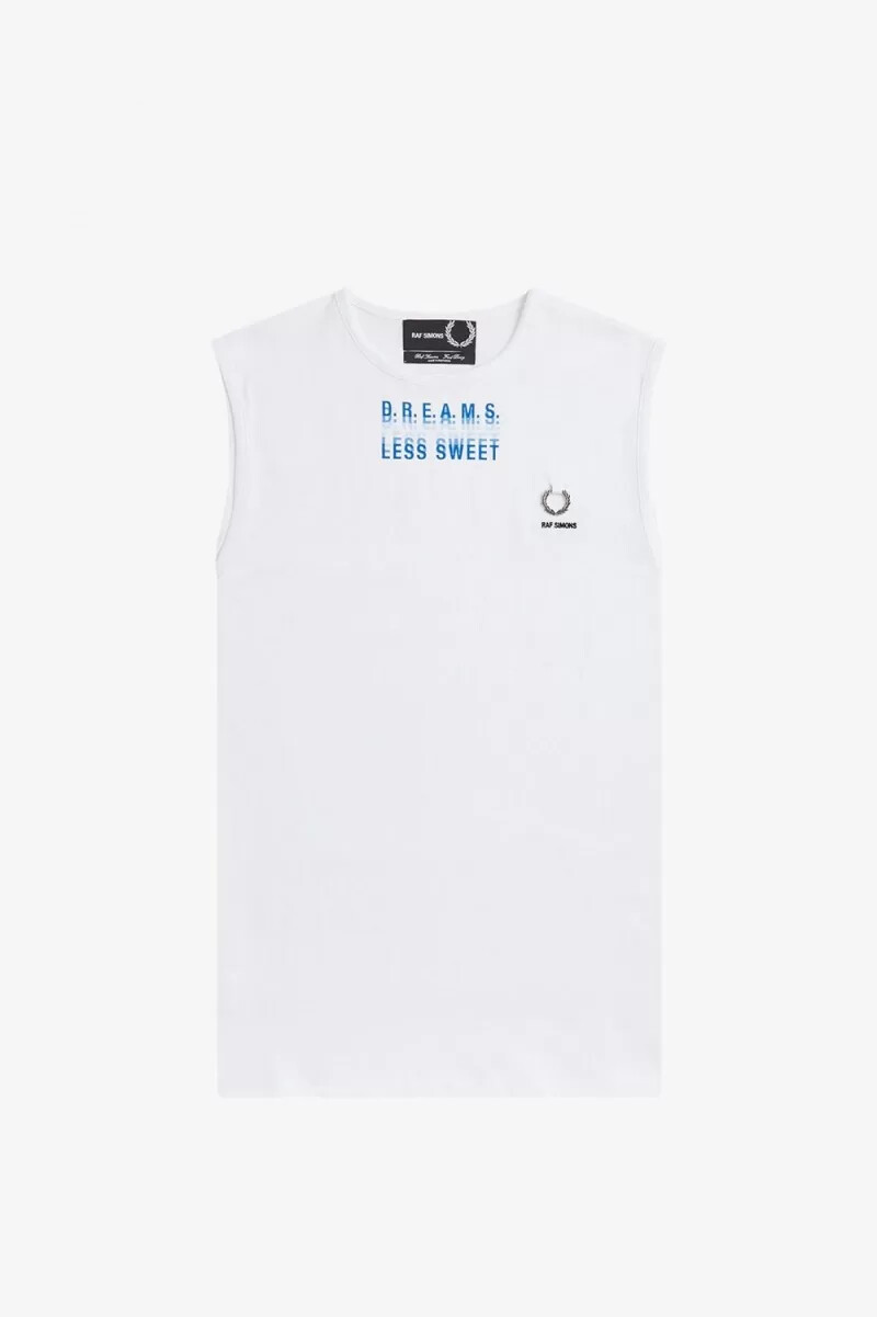 fred perry printed vest mens t-shirt white