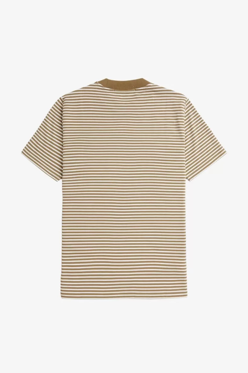 fred perry fine stripe heavyweight mens t-shirt snow white green