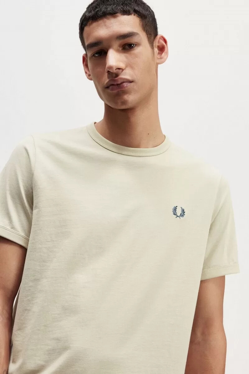 fred perry ringer mens t-shirt light mint