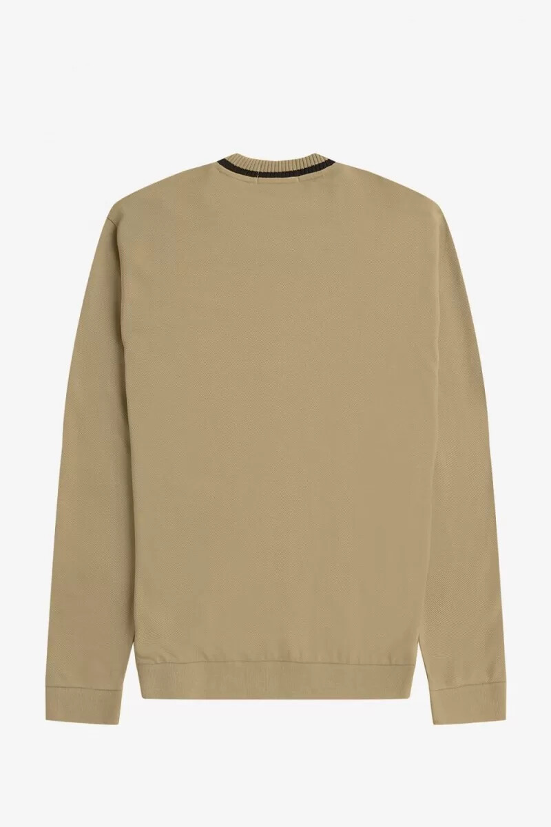 fred perry long sleeve piqué mens t-shirt khaki