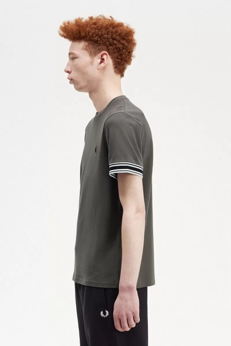 fred perry bold tipped piqué mens t-shirt field green