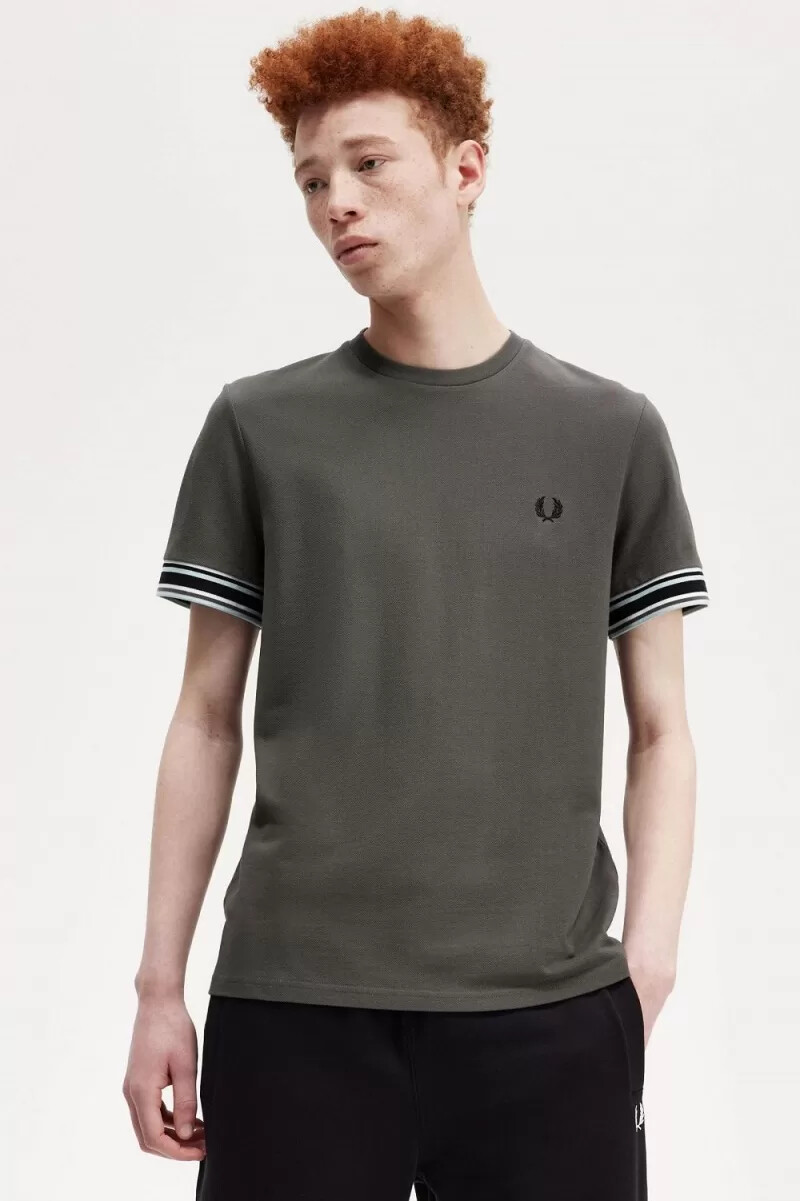fred perry bold tipped piqué mens t-shirt field green