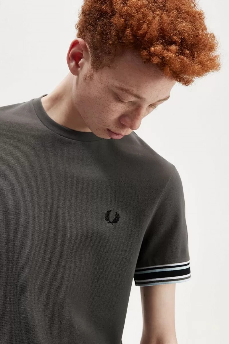 fred perry bold tipped piqué mens t-shirt field green